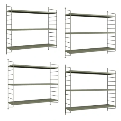 Afbeelding van Wandplank Strängnäs set van 4 verstelbaar 50x60x15 cm camel [en.casa]