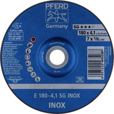 Afbeelding van PFERD 62217432 E 180 4,1 SG INOX Afbraamschijf gebogen Diameter mm Boordiameter 22.23 RVS 10 stuk(s)