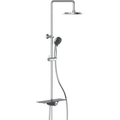 Afbeelding van Regendoucheset met plateau AQUASTAR antraciet chroomkleurig