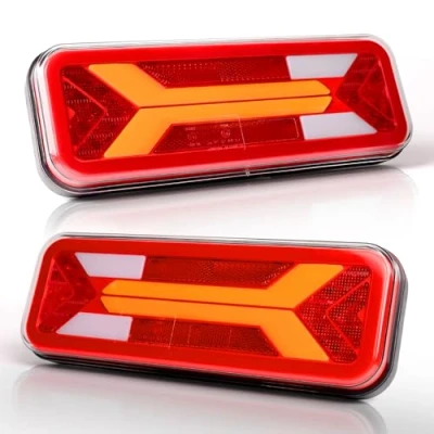 Afbeelding van AOHEWEI 2 stuks aanhangerachterlichten 12 V / 24 V, superhelder, waterdicht, knipperlicht, remlicht, achterlicht, mistlamp, reflector, lamp voor aanhanger, vrachtwagen, caravan, bestelwagen, tractor