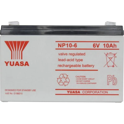 Afbeelding van Yuasa NP10 6 Loodaccu V 10 Ah Loodvlies (AGM) (b x h d) 151 97.5 50 mm Kabelschoen 4.8 Onderhoudsvrij, VDS certificering