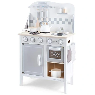 Afbeelding van New Classic Toys Houten Speelkeuken DeLuxe Wit Komt met alle Accessoires Aanrechthoogte is 55centimeter