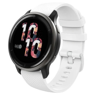 Afbeelding van MoKo Horlogebandje compatibel met Garmin Vivoactive 4S/Forerunner 255S/255S Music/Venu 2S/Vivomove 3S, 18 mm reservearmband van siliconen, wit