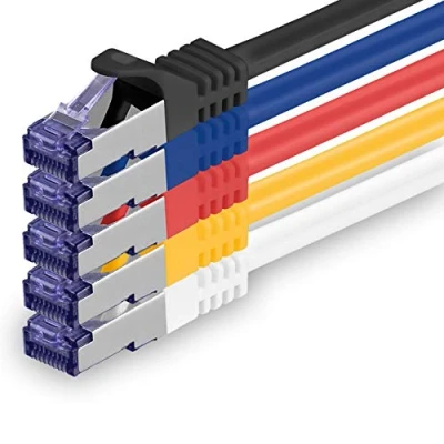 Afbeelding van Cat.7 Ethernet kabel Gigabit LAN netwerkkabel RJ45 set 0,5 m 5 kleuren 03 stuks Cat7 patchkabel (SFTP PIMF LSZH) ruwe 10 Gb/s met Rj 45 connector Cat.6a x meter