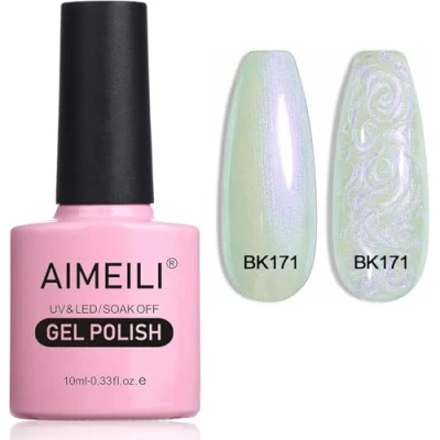 Afbeelding van AIMEILI nagellak, semi permanent, glanzend, parelgel, parelmoer, met glitter, gel, UV, LED, soak off, 171, 10 ml, nagellak