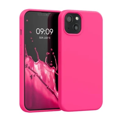 Afbeelding van kwmobile telefoonhoesje geschikt voor Apple iPhone 13 Hoesje met siliconen coating Smartphone case in granaatappelrood
