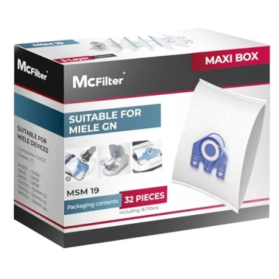 Afbeelding van McFilter 32 stofzuigerzakken geschikt voor Miele GN serie S2, S4, S5, S6, S8, Complete C2/C3, Classic C1, stofzakken met 16 filters, MAXI BOX