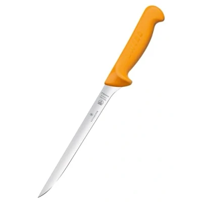 Afbeelding van Victorinox Swibo keukenmes, vismes, normale snede, flexibel, geel, lemmetlengte 20 cm, staal, zwart