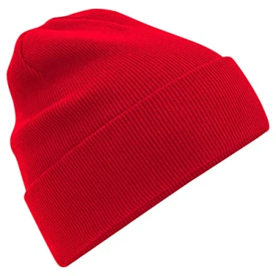 Afbeelding van Beechfield Originele B45N biologisch katoen revers muts, Klassiek rood