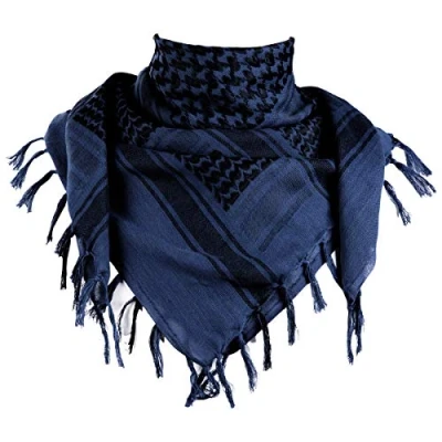 Image de FREE SOLDIER Foulard écharpe Militaire Shemagh Tactique désert Keffiyeh avec Tassel 43 x Pouces, Bleu, 110 cm