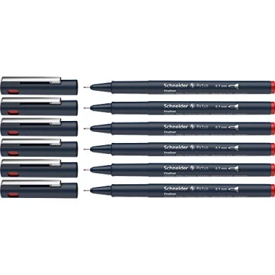 Afbeelding van Schneider Pictus Fineliner viltstiften, onuitwisbaar, lijndikte 0,7 mm, metalen punt, behuizing van kunststof, 85% gerecycled, rood, 6 stuks