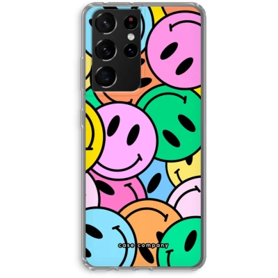 Afbeelding van Case Company® hoesje geschikt voor Samsung Galaxy S21 Ultra Smiley N1 Soft Cover Telefoonhoesje Bescherming aan alle Kanten en Schermrand