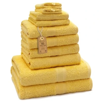 Afbeelding van Badhanddoekenset, 4x handdoeken, 2x douchehanddoeken, gastendoekjes, washandjes, geel