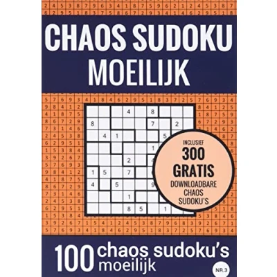 Afbeelding van SUDOKU Moeilijk: CHAOS nr. 3 Puzzelboek met 100 Moeilijke Puzzels voor Volwassenen en Ouderen