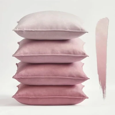 Afbeelding van Kussensloop 45 x cm, roze, set van 4 fluwelen kussenslopen, kussenovertrek, bankkussen, decoratief kussen, overtrek voor bank, slaapkamer, woonkamer, balkon, pluizig