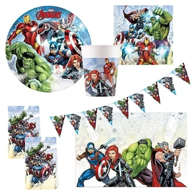 Afbeelding van Procos 10215305DY Avengers Infinity Stones partyset 46 delig kinderverjaardag themafeest tafeldecoratie