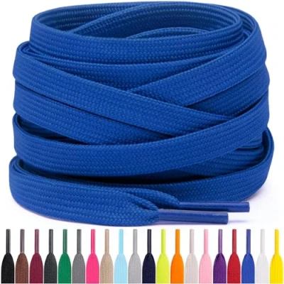 Afbeelding van Miscly Lacets Plats Pour Baskets, Plusieurs Longueurs et Couleurs Disponibles (Bleu Roi, 114 cm)