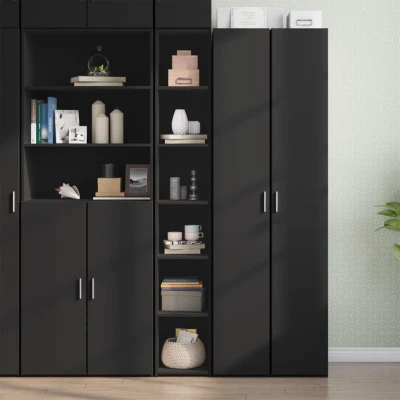 Afbeelding van Hoge kast 30x41x185 cm bewerkt hout zwart