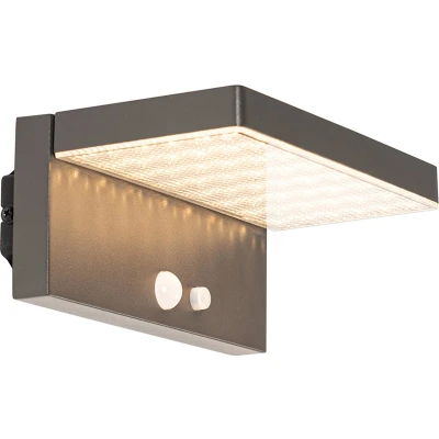 Afbeelding van QAZQA Buiten wandlamp donkergrijs incl. LED en dimlicht op solar