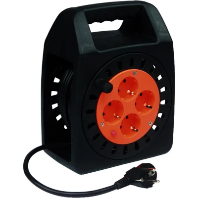 Afbeelding van Qwatt Pro HomeMaster kabelshaspel zwarte vinylkabel 15 m 4 contacten IP20