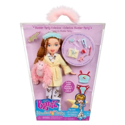 Afbeelding van Bratz Slumber Party Meygan modepop, met 2 pyjama&#039;s, pluche dieren en accessoires, geschikt voor kinderen verzamelaars