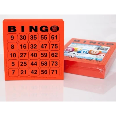 Afbeelding van 200 Grote Gedrukte Bingo Kaarten voor Ouderen Systeem 25 van 75 (Rood)