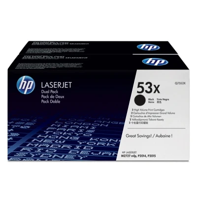Image de HP 53X Pack de 2 à rendement élevé noir original LaserJet cartouche toner (Q7553XD) pour M2727nf MFP M2727nfs P2014 P2014n P2015 P2015d P2015dn P2015n P2015x