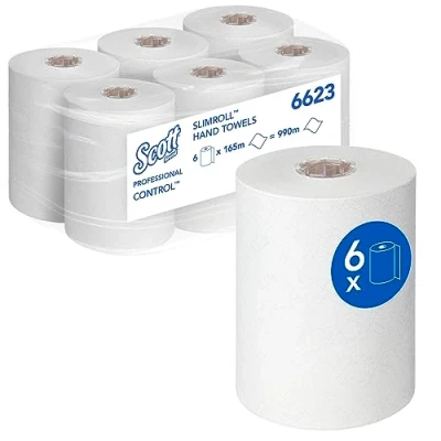 Afbeelding van Scott handdoekrol Slimrol, 1 laags, 165 m per rol, pak van 6 rollen handdoek