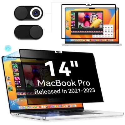 Afbeelding van MagicSuction Privacyfilter compatibel met MacBook Pro 14&quot; (2021 2023) M1 A2442/M2 A2779/M3 A2992 A2918, 14,2 inch, afneembaar, anti spion, verblinding, bescherming tegen