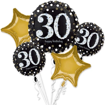 Afbeelding van 30 jaar Ballonnen Boeket Sparkling 5 delig