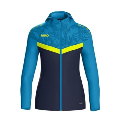 Afbeelding van Jako Iconic Jas Met Kap Dames Marine / Blauw Fluogeel Maat: 34