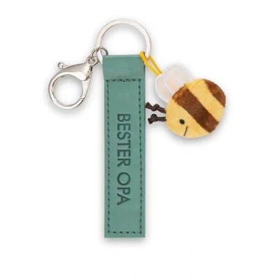 Afbeelding van NICI Sleutelhanger &quot;Bester Opa&quot; Kunstleer 10 cm Met bijengroene metgezel voor rugzak of tas groot en klein 62002
