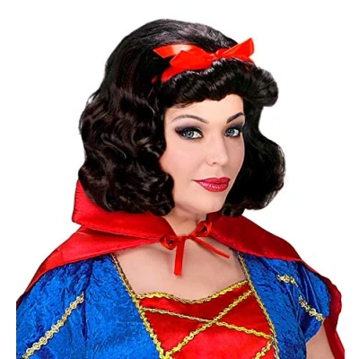 Afbeelding van Widmann Sneeuwwitje Kostuum Pruik, Bianca Met Lint Zwart Carnavalskleding Verkleedkleding