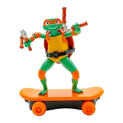 Afbeelding van TMNT Ninja Turtles Sewer Shredders Michelangelo op Skate met terugslag en vechtmodaliteit. Movie Style