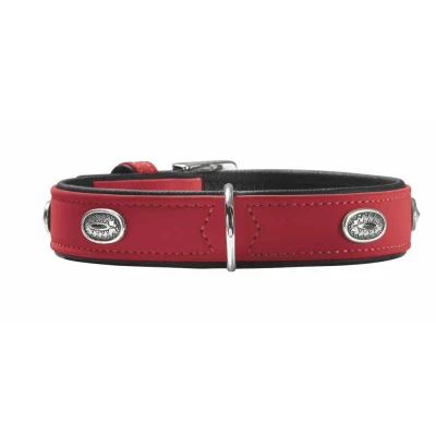 Afbeelding van HUNTER 50 Kunstleren halsband Softie Stone Rood/Zwart