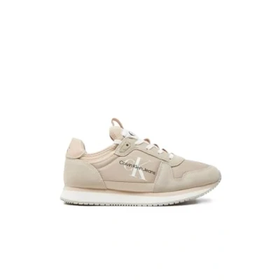 Afbeelding van Calvin Klein Jeans Runner SOCK Laceup Sneakers laag, Dames, Maat: 41, Eggshell/whisper pink Leer en textiel