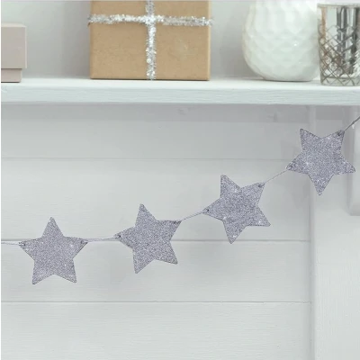 Afbeelding van Slinger Houten Zilver glitter 1.2 meter
