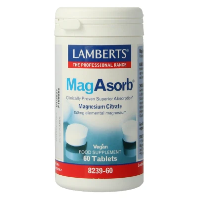 Afbeelding van Lamberts MagAsorb (magnesium citraat) 150 mg 60 tabletten