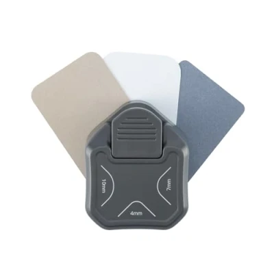 Afbeelding van Vaessen Creative 3 in 1 4/7/10 mm ronde perforator voor kaarten maken en knutselen, hoeksnijder papier, uitnodigingen scrapbooking, donkergrijs (grafiet)