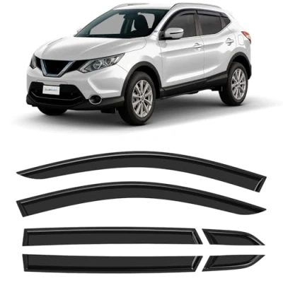 Afbeelding van CLIM ART Lot de 6 deflecteur voiture pour/compatible avec Nissan Qashqai 2013 2021 SUV d air, déflecteurs pour auto, aériens