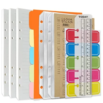 Afbeelding van DY.2ten Navulbare A5 notitieboekjes, gelinieerd, transparante hoezen met ritssluiting, tabbladen, indextabbladen, liniaalmarker, navulpapier voor tot
