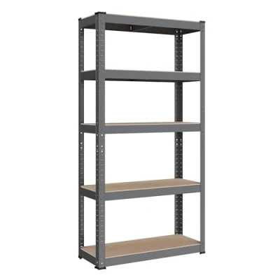 Afbeelding van SONGMICS GLR030G01 rek voor zware spullen, kelderrek, opbergrek, 30 x 75 150 cm, met stalen frame, draagvermogen tot 650 kg, 5 verstelbare planken, grijs