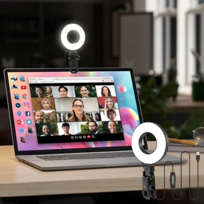 Afbeelding van Mojimdo Videoconferentieverlichting, [3 kleuren, 5 helderheden en timer] USB lichtring Plug On Monitor Laptop iPad telefoon voor selfie werken Afstandsbediening Learning Zoom Call