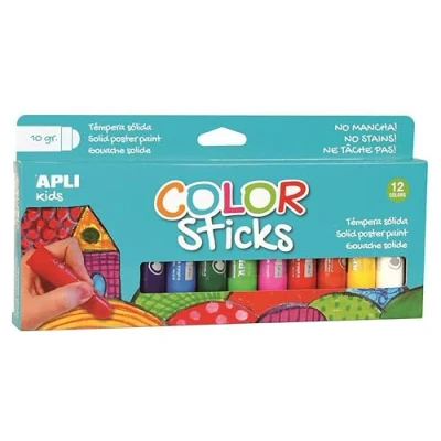 Image de Gouache solide Color Sticks Apli 12 couleurs