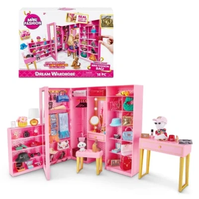 Afbeelding van 5 verrassingsmode merken, kledingschrank Mini Fashion speelset Wadrobe poppen, 77425, Dream Wardrobe, Playset