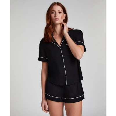 Afbeelding van Hunkemöller Dames Nachtmode Jacket Jersey Essential Zwart maat XL