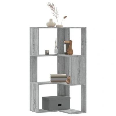 Afbeelding van vidaXL Boekenkast 3 laags hoek 50x50x102 cm bewerkt hout grijs sonoma