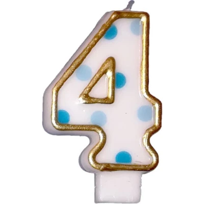 Afbeelding van Kaars 4 gespikkeld blauw