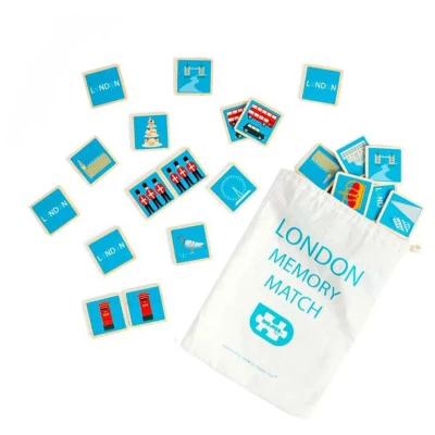 Afbeelding van Bigjigs Toys London Memory Game Lot de 32 paires jouets voyage amusants en bois, cadeaux respectueux l&#039;environnement pour les tout petits et enfants à partir 2 ans