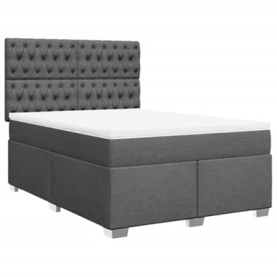 Afbeelding van vidaXL Boxspring met matras stof donkergrijs 140x190 cm